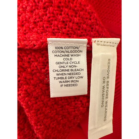 Ann Taylor LOFT Red Long Sleeve Sweater Stripe Pattern 100% Cotton Size Small - Picture 8 of 9